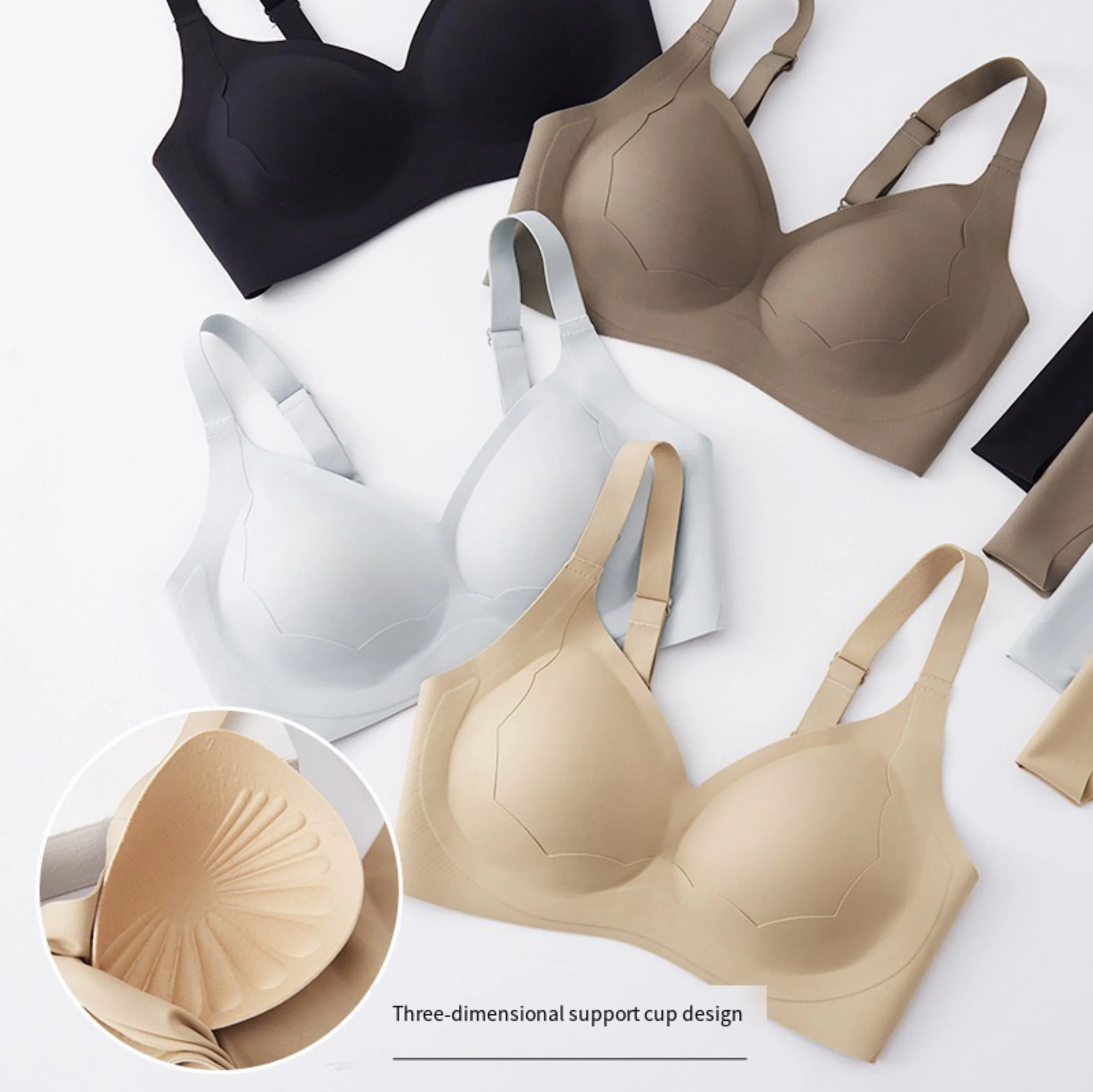 

Бесшовный подъемный корректирующий бюстгальтер для женщин с поддержкой сборки, регулируемый тип для небольшой груди, чтобы подчеркнуть больше.