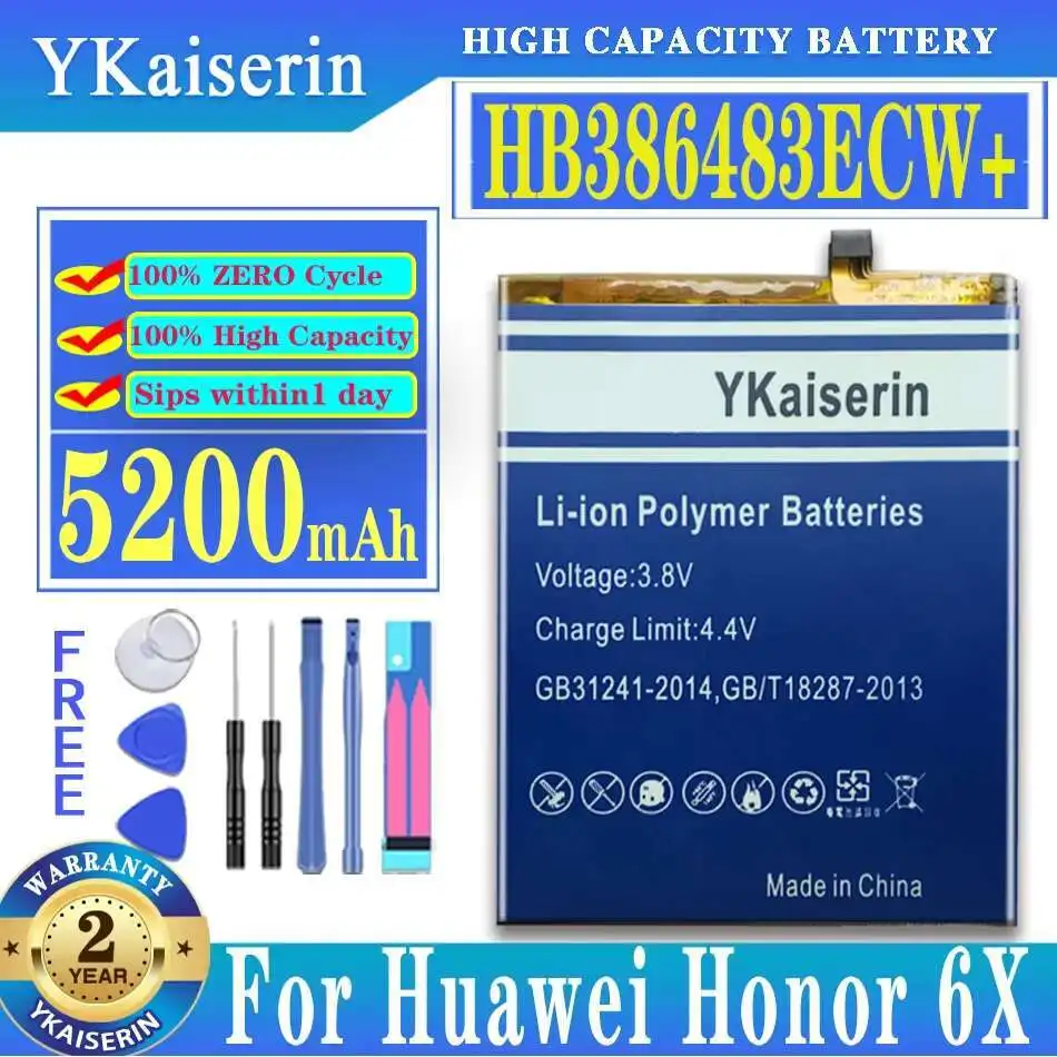 

HB 386483 Аккумулятор ECW + 5200 мАч для Huawei Honor 6X GR5 2017 BLL-L23 L21 L22 Mate 9 Lite Mate9 Lite BLN-L24 G9 Plus G9Plus Maimang5