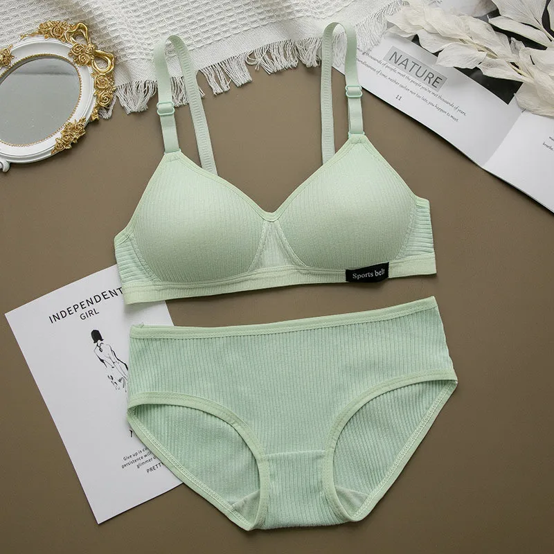 2 pz/set donne reggiseno senza cuciture mutandine Set Sexy Stretch reggiseno sportivo perizoma slip stile Panty Bralette Crop Top Intimates Lingerie