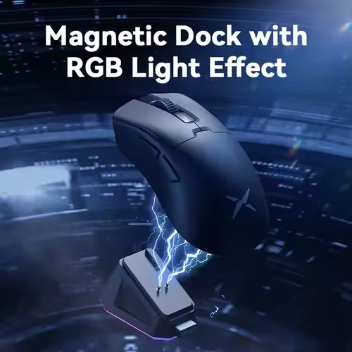 Delux M900PRO Wireless Gaming Mouse Ergonomic 8K Polling Rate PAW3395 63g Magnetic RGB Charging Dock for Right Big Hand PC Gamer - Image 2