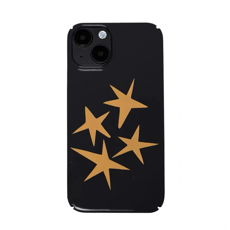 

Orange with Black Background Stars Phone Case for IPHONE 17 Air 16E 15 PROMAX 14 Plus 13 12MINI 11 16Plus XR Acrylic Phone Cover
