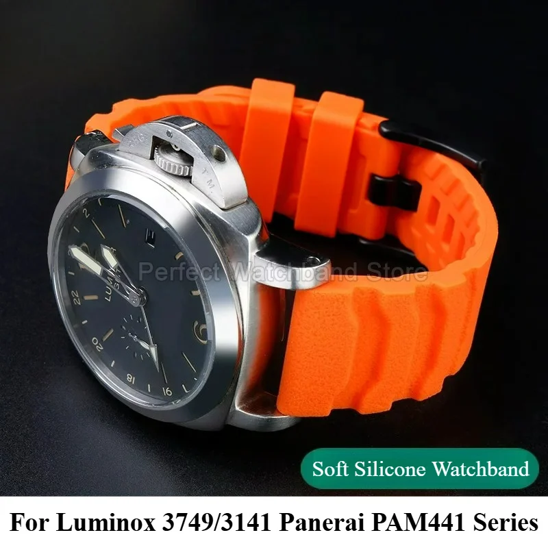 For Luminox 3749/3141 Panerai PAM441 Series Outdoor Sport Silicone Watch Strap 24 22mm Soft Waterproof Rubber Watchbands