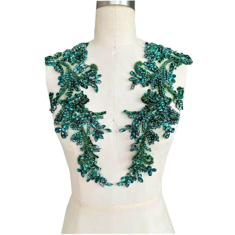 

2 Pieces, Nail Bead Embroidery Multicolored Flower Lace Sequin Handmade Clothing Performance Dress Wedding Dress Decoration