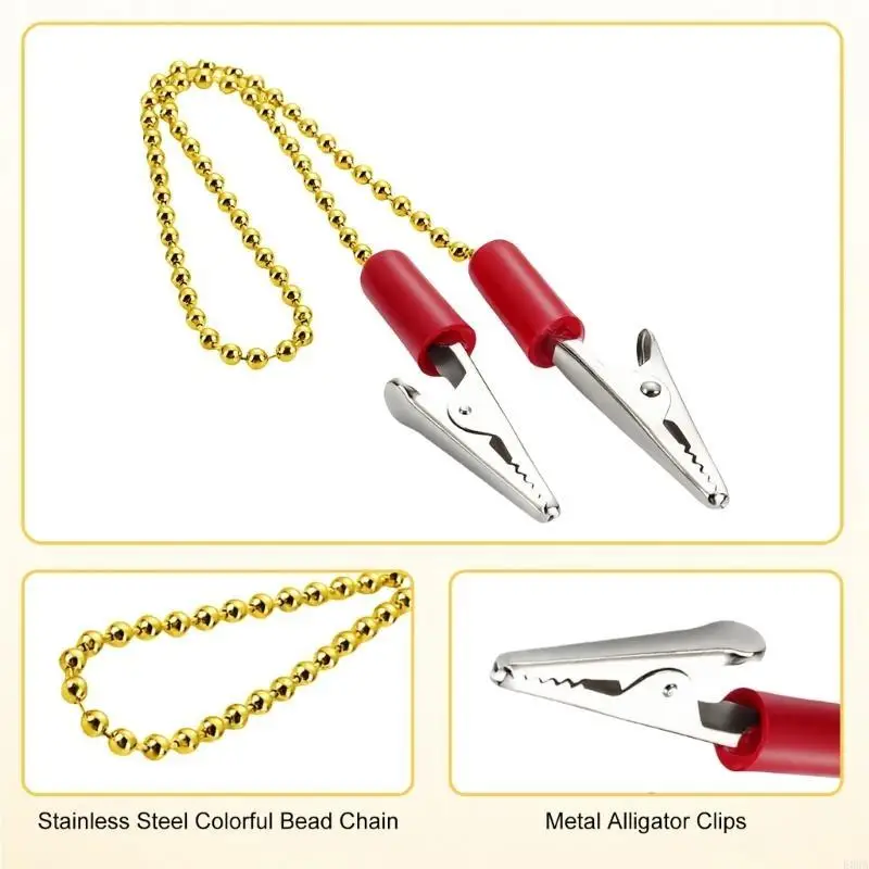 4pack Rustless Steel Tableware Clip Durability Beaded Metal Chains for Food Service Practical Colorful Napkins Holder