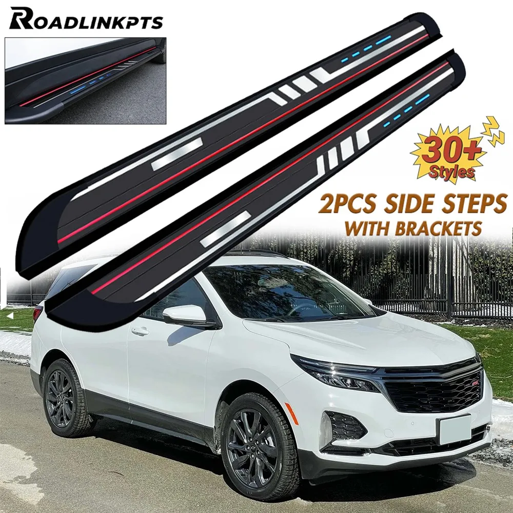 

2 шт., алюминиевые 3,9 дюйма, 4,3 дюйма, широкие фиксированные боковые ступеньки, подходят для Chevrolet Equinox 2018-2024, подножки, Nerf Bars, рельсы, пластины, педали