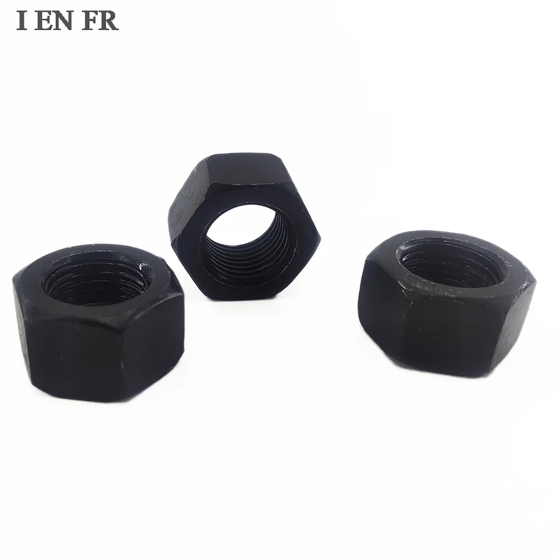 DIN934 Black Fine Thread Hexagon Nut M8 M10 M12 M14 M16 M18 M20 M24 M27 M30 M33M36 8.8 Grade Carbon Steel Hex Nut Screw Bolt Cap