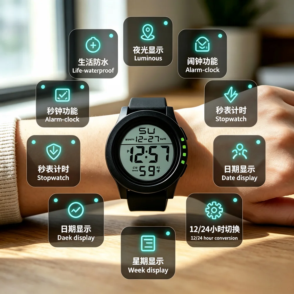 Men's Sport Waterproof LED Digital Watch