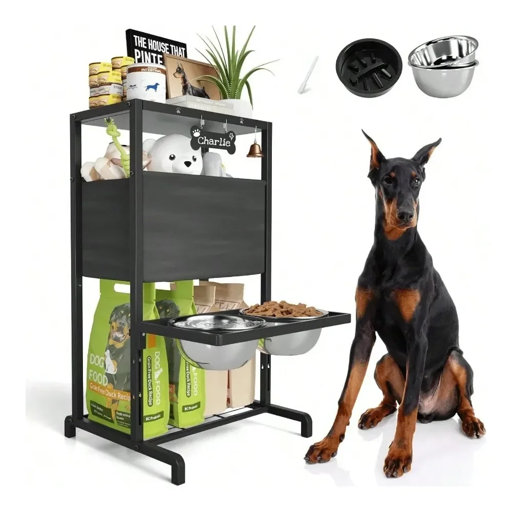 

Dog Bowl Dog SuppliesDog Bowls Height Adjustable Raised Dog Stand 4.5 To 12 2 1700ml Stainless Steel Bowls Slow Feeder Feeding S