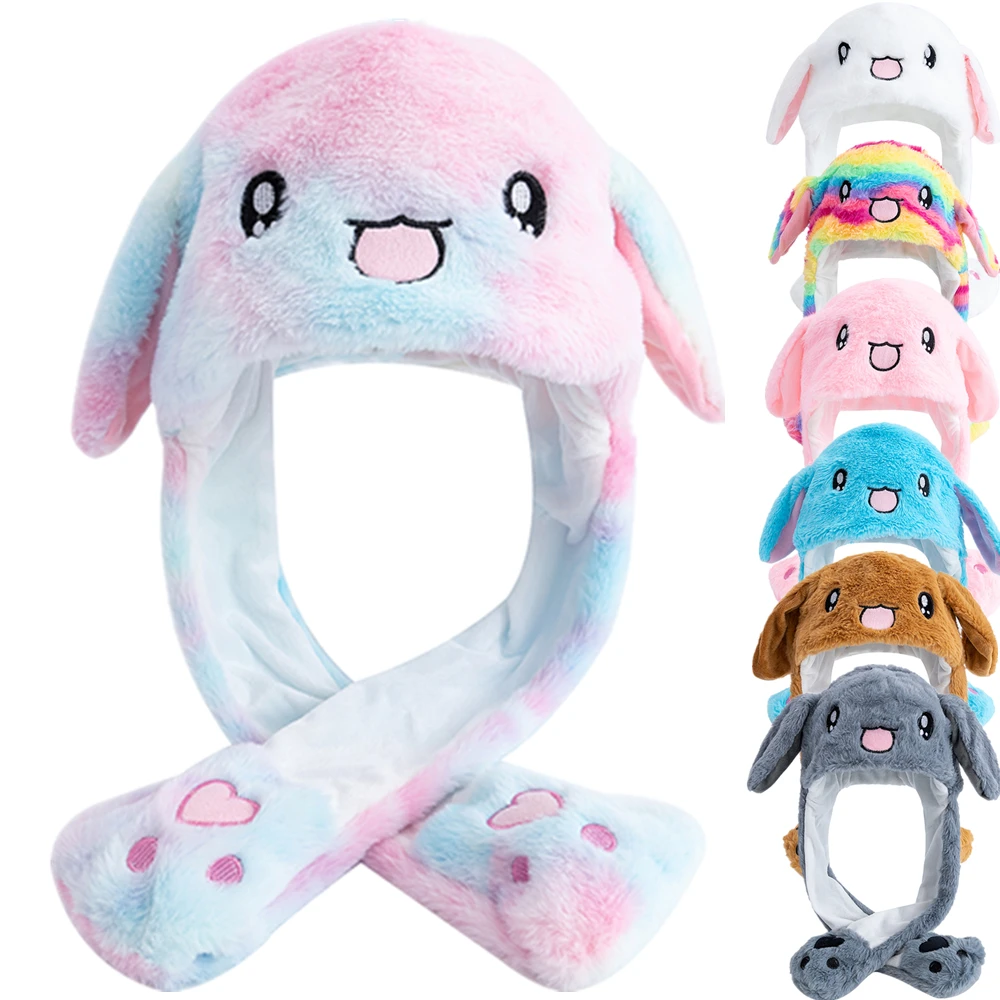 Hot Sale Ear Moving Up Couple Cap Cute Hat Women Girls Funny Hat Rabbits Style Ears Plush Fur Winter Lovely Hat ﻿