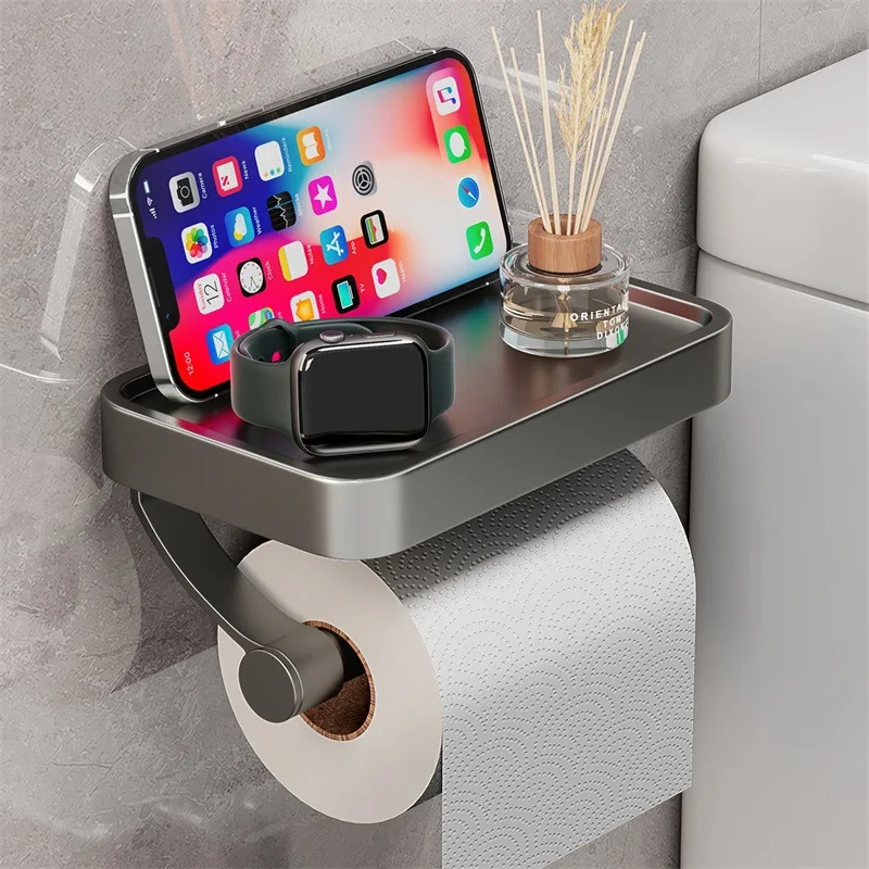 Toilet/Engineering roll paper/Bathroom wall hanging paper towels/Hotel toilet/Mobile phone storage space aluminum rack