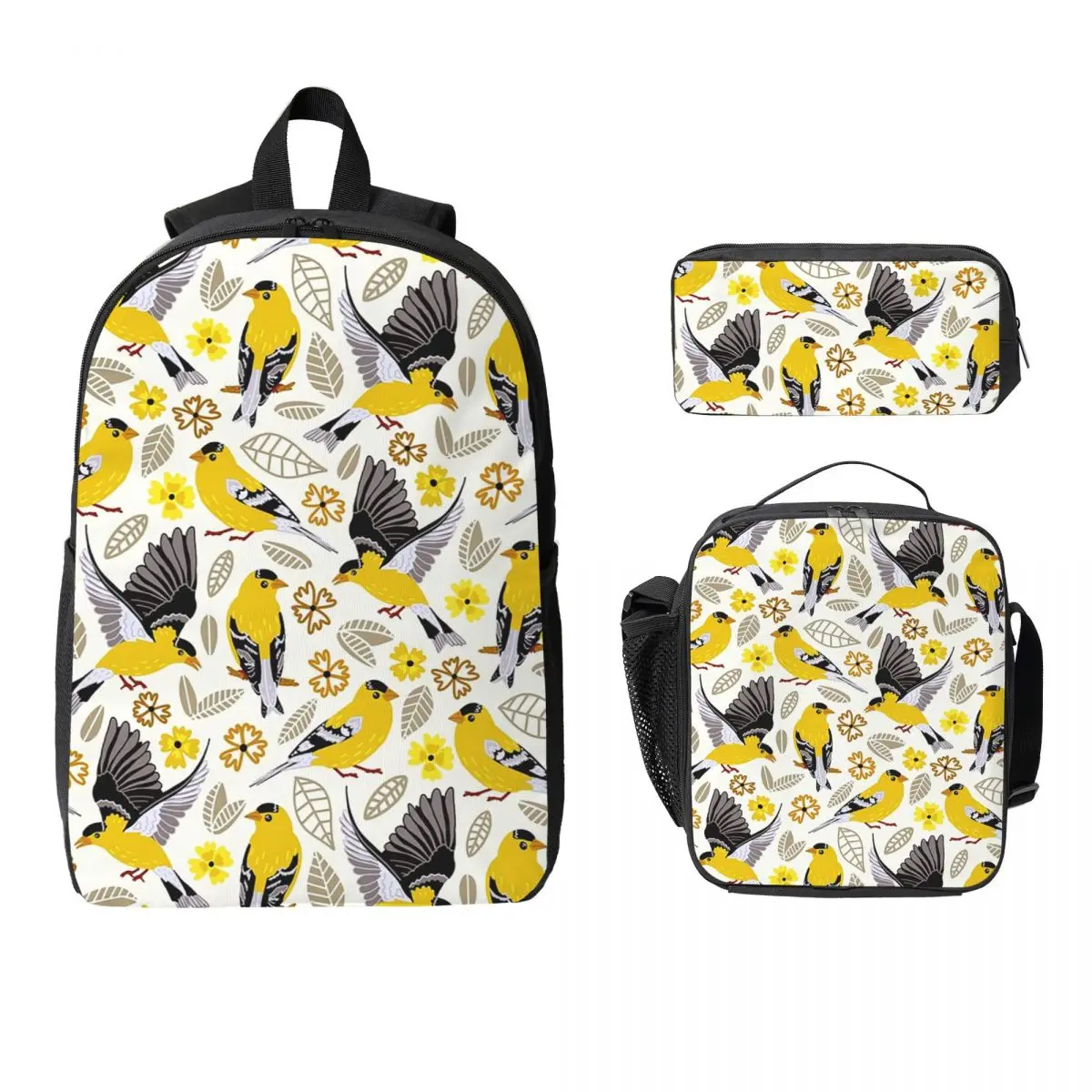 

Goldfinches Backpack Student Boys Girls BookBag School Bag Computer Shoulder Bags 3ps Insulated Lunch Bag Pencil Case