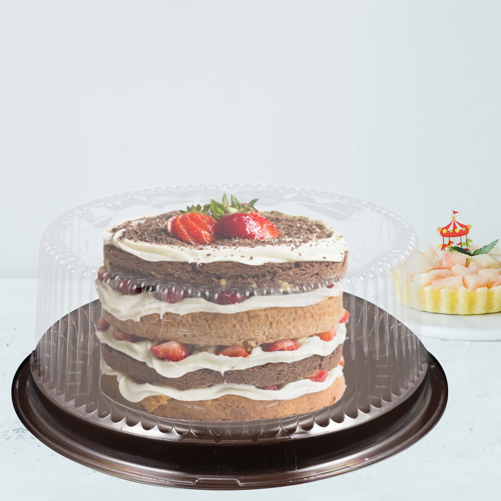 

20pcs Cake Boxes 8 Inch Plastic Transparent Round Single Cupcake Containers For Baking Puff Moon Cake Storage Display Case