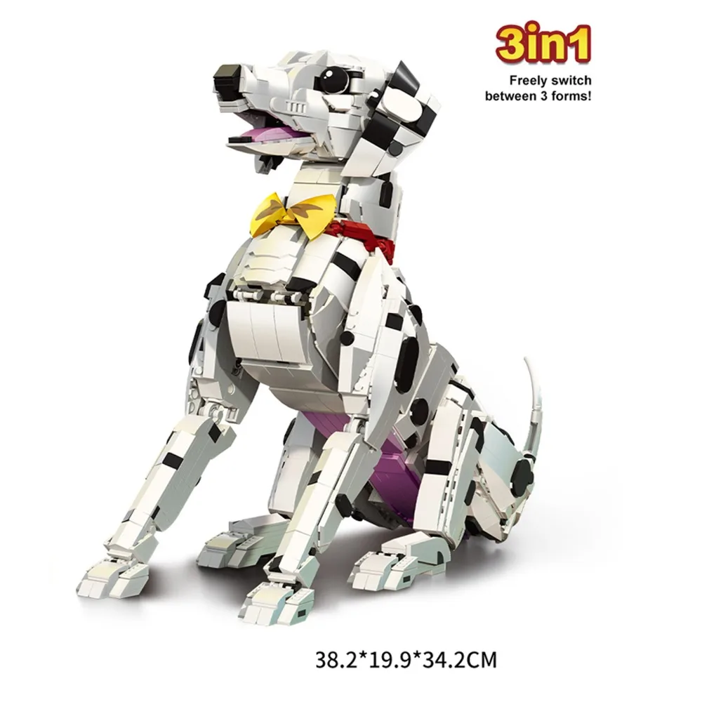 

DK7075 1869pcs Dalmatian 3in1 Cute Animal Building Set Small Particle Assembly Blocks Model Dog Collection Gift For Kids Adults