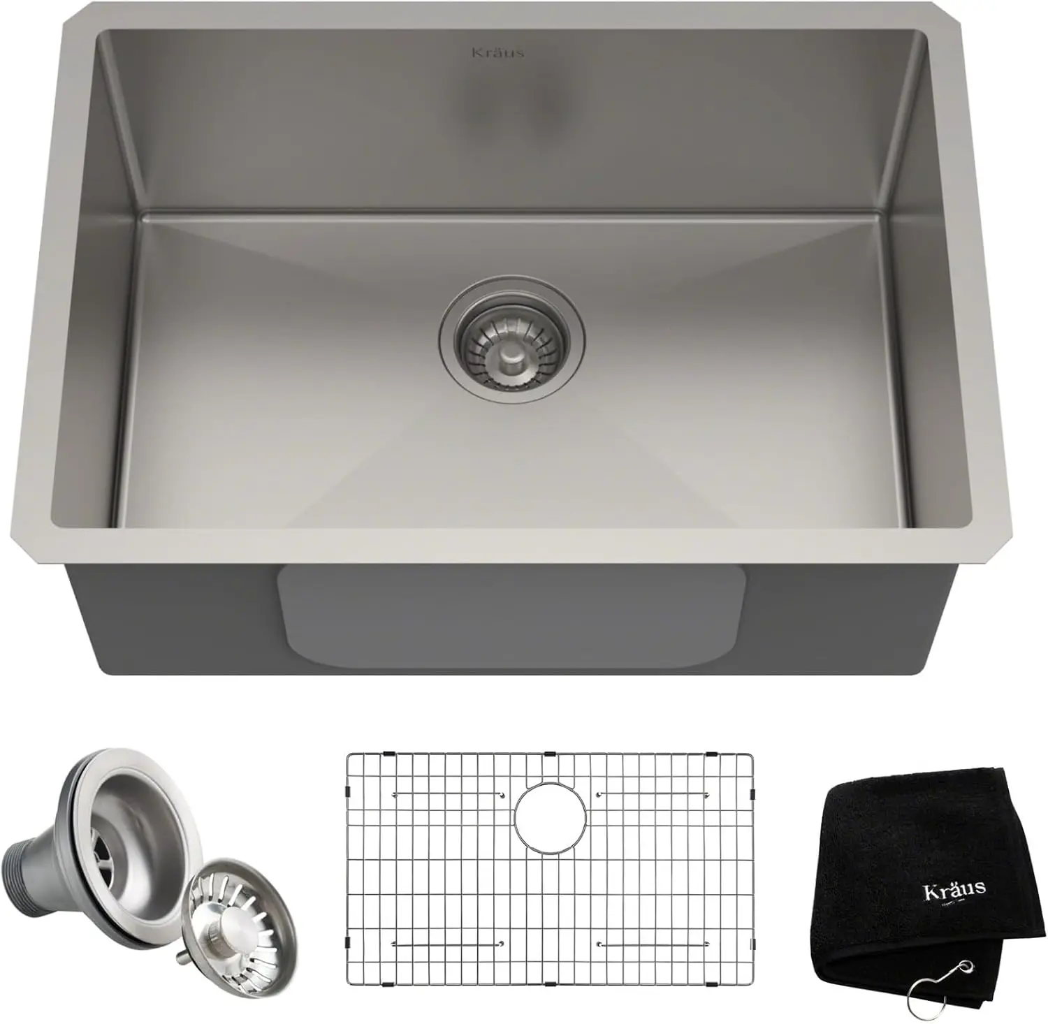 Standart Pro 26-Inch 16 Gauge Undermount Single Bowl Stainless Steel Kitchen Sink, Khu100-26