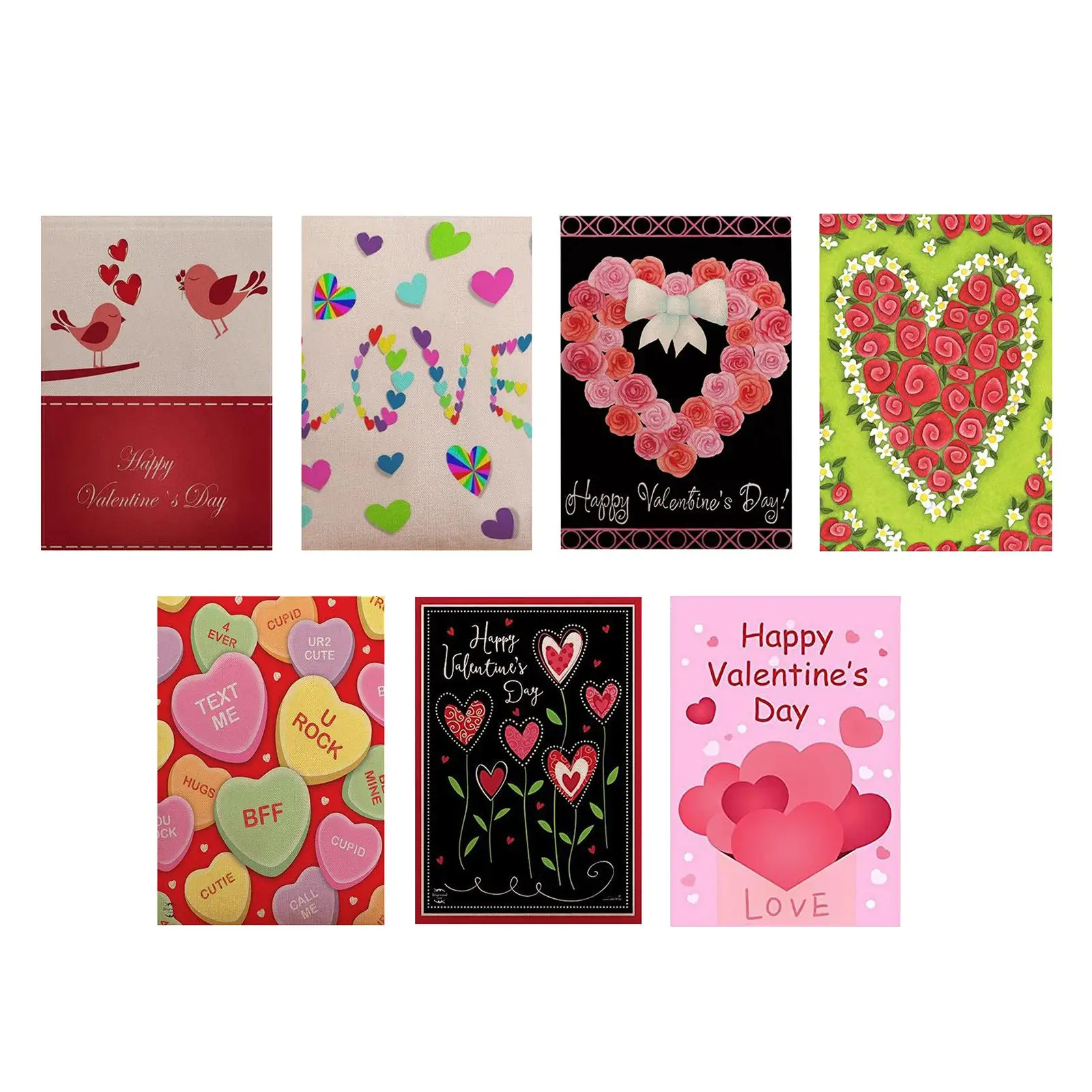 Double Sided Garden Flag Linen Cloth Valentine's Day Banner Flag