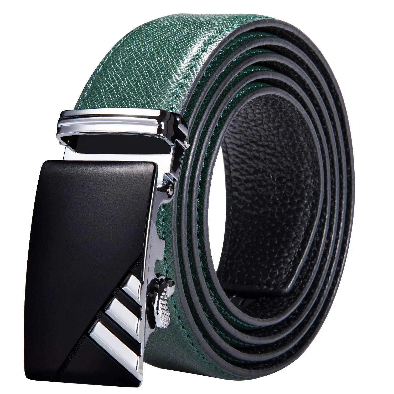 High Quality Green Faux Leather Belts For Men Metal Automatic Buckle Men's Belt Luxury Famous Brand Waist Strap DiBanGu