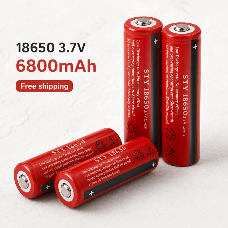 New Rechargeable 18650 Li-ion Battery 3.7V 6800mAh High Capacity Lithium Cell For LED Flashlight Torch Power Supply