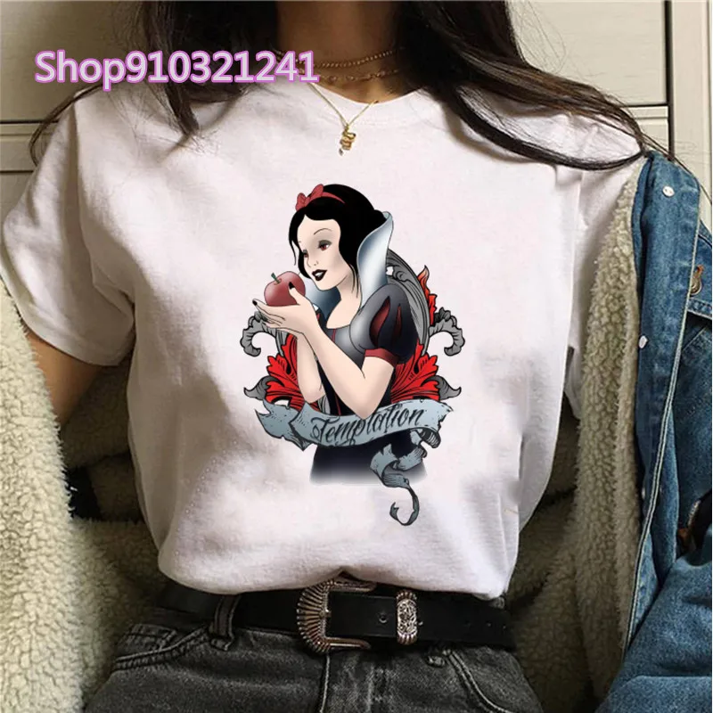 Snow white T-Shirt Women Princess Tshirt Cartoons Anime Harajuku Kawaii Casual Clothes T Shirts Vintage Female Tee Shirt