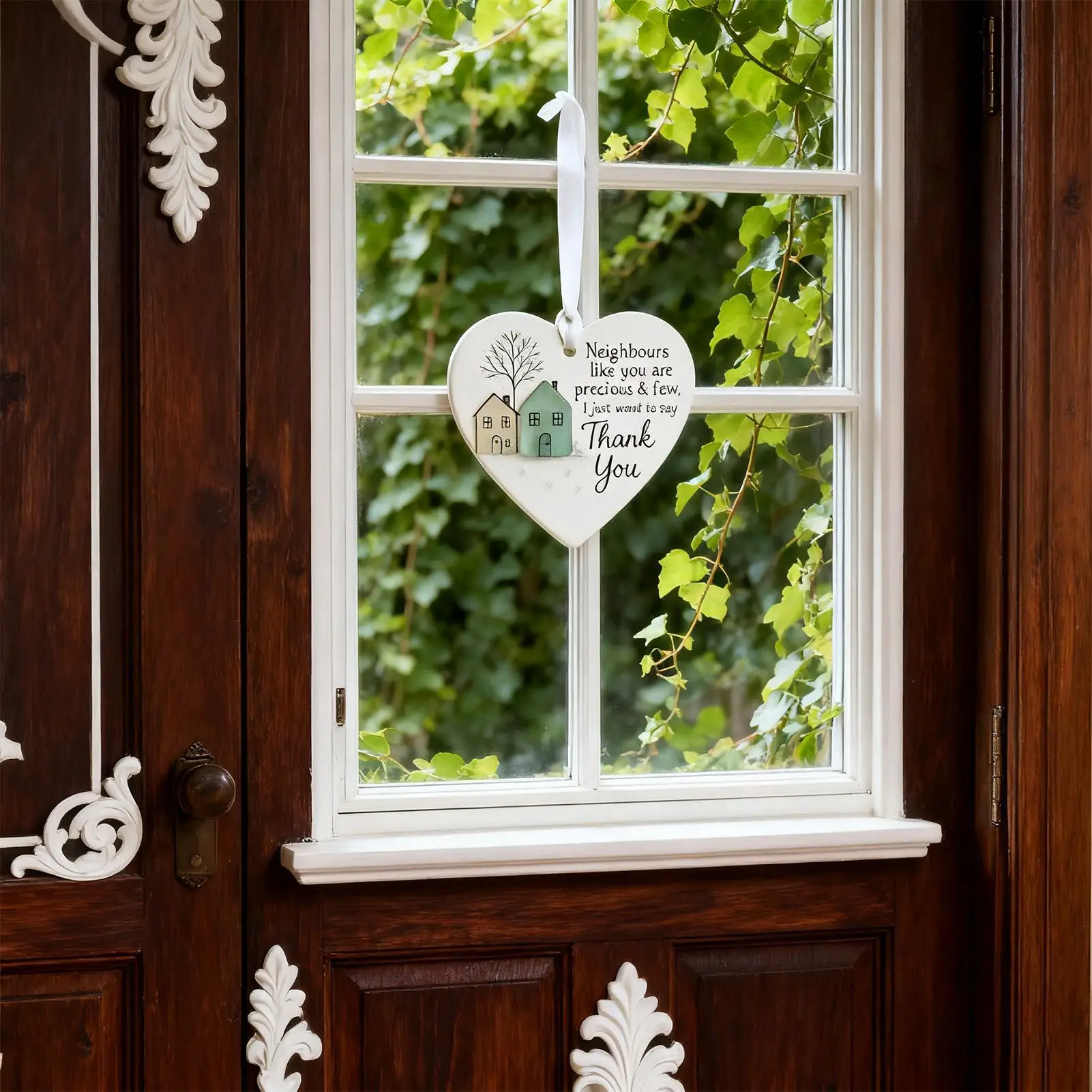 1 قطعة لوحة خشبية على شكل قلب-علامة تزيين جار عيد الميلاد شكرًا لك الهدايا ، للتعليق على أبواب المنزل ، الجدار ، شجرة عيد الميلاد