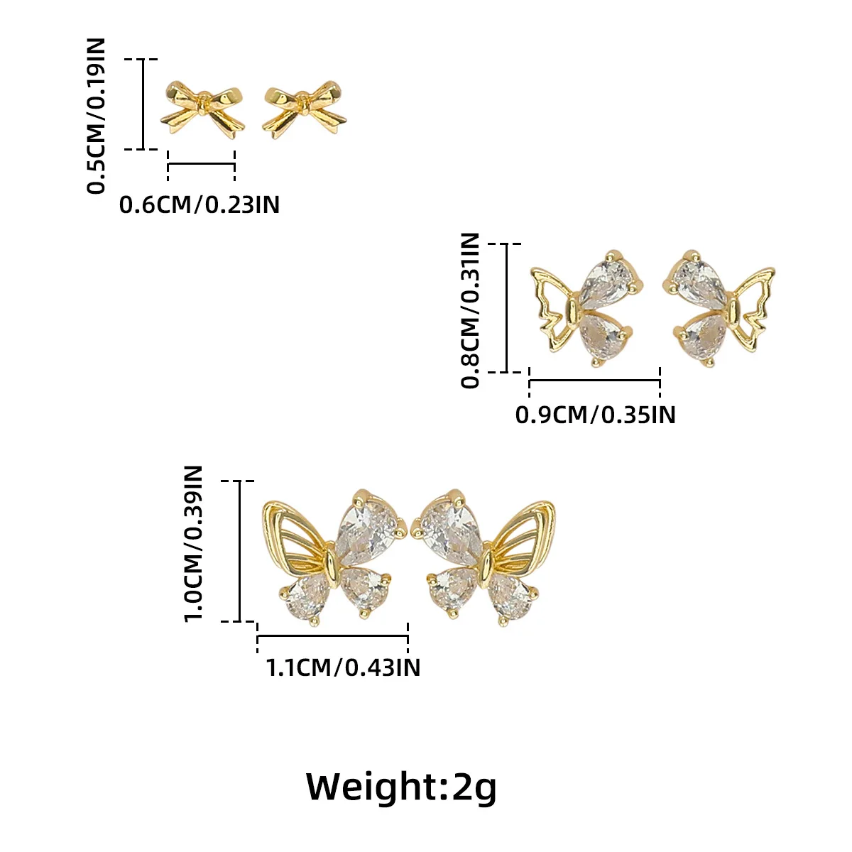 Cross border diamond imitation pearl mini niche earrings, exquisite girl style bow combination earring set