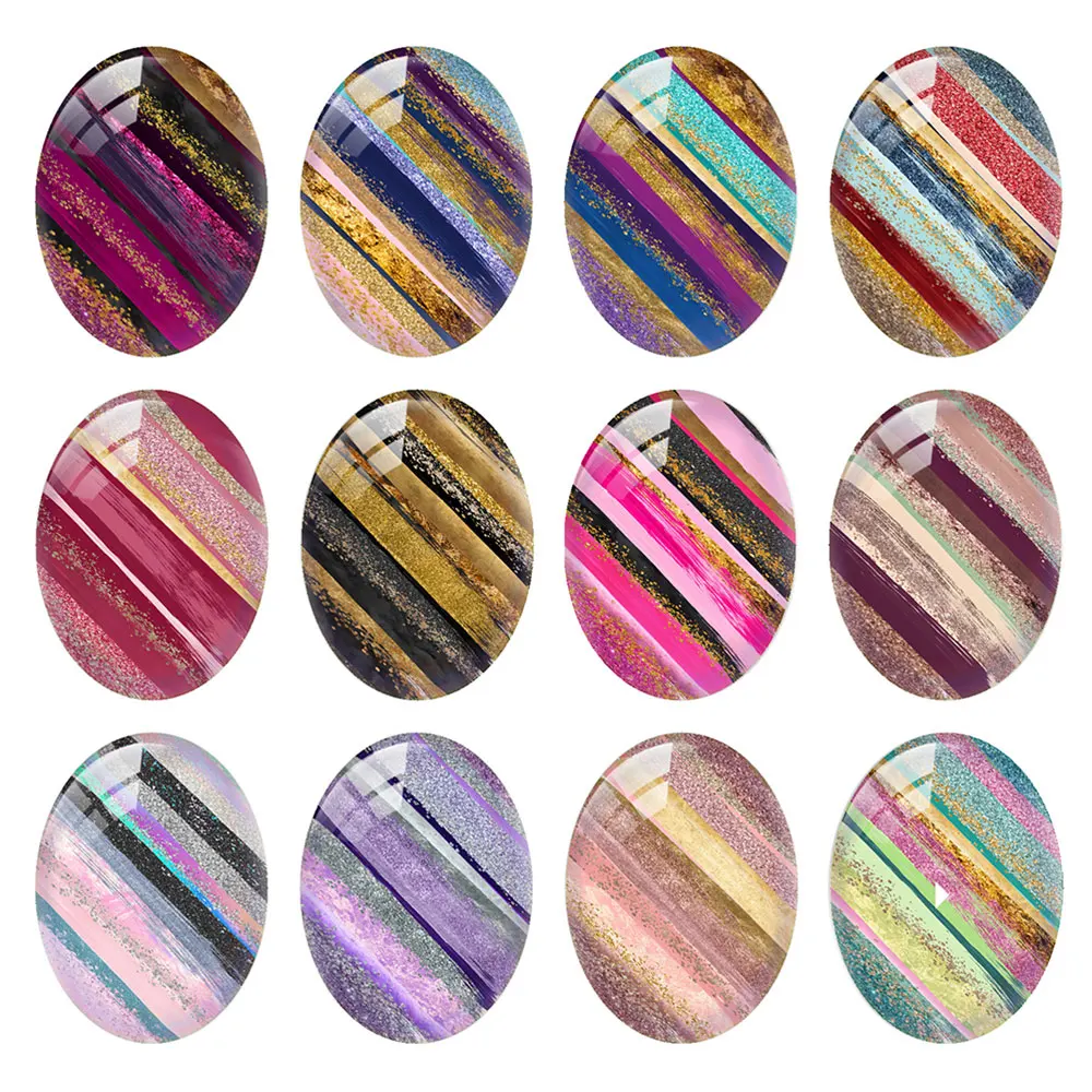 Photography Art - Zufällig gemischte runde/ovale/quadratische Ölgemälde-Pinselstrich-Fotoglas-Cabochons mit flacher