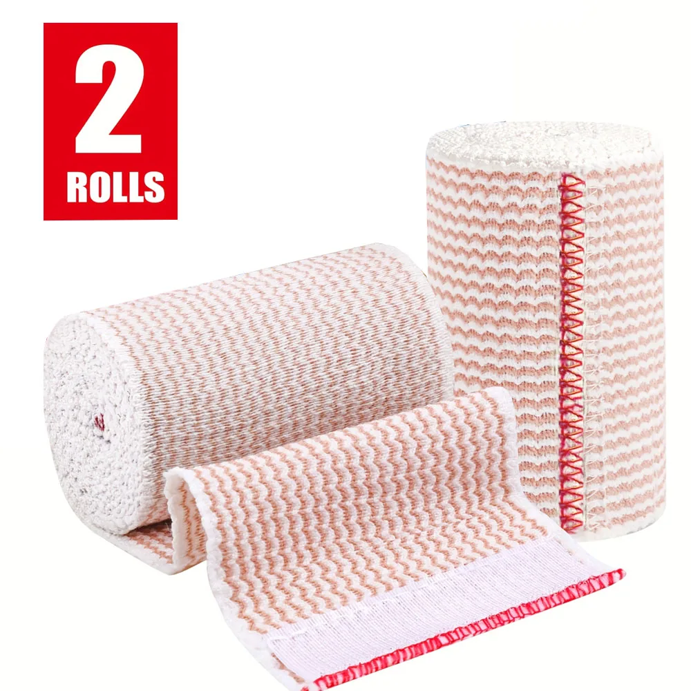 Paquete de 2 vendas elásticas premium, vendas de compresión reutilizables con cierre de velcro para rodillas, tobillos, muñecas y piernas