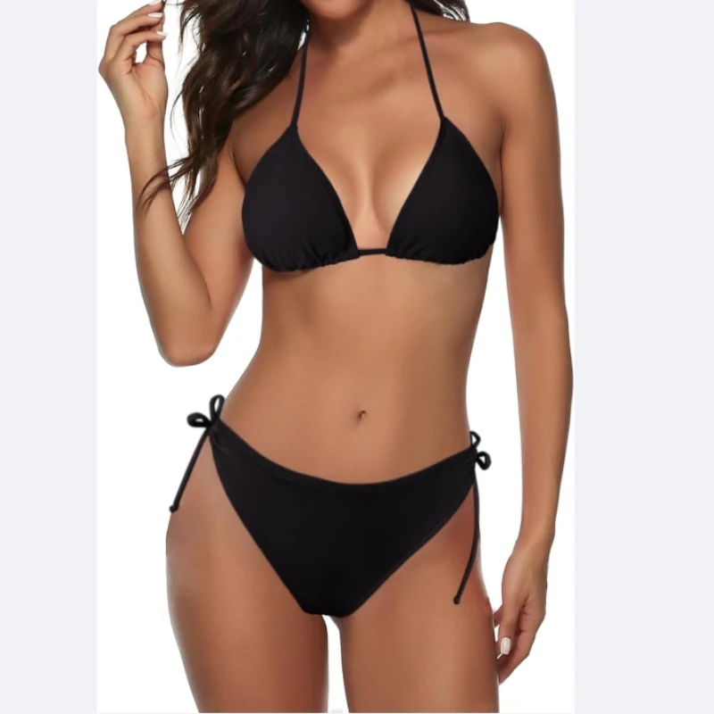 Women String Bikini Set Halter Side Tie Two Piece Swimsuit Triangle Bathing Suits.Very soft and quick-drying.