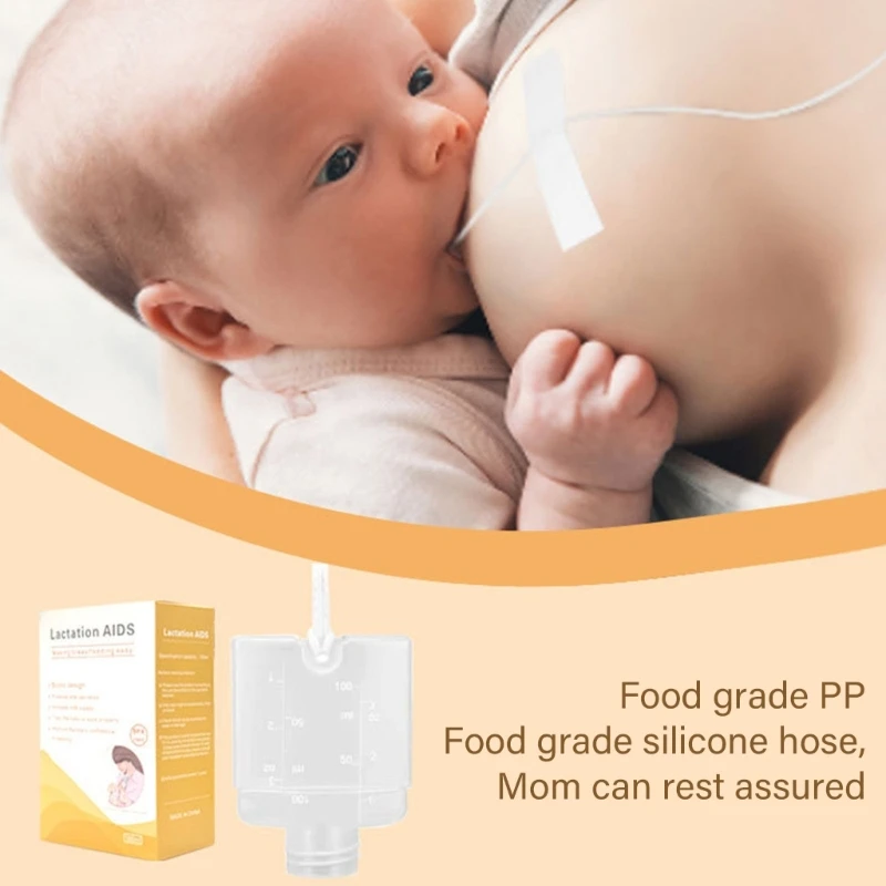 Newborns Feeding Aid Nursing Device, Soft Silicone Baby Milk Bottle Lactation Aid Tube Adjustable Suction Easy to Clean