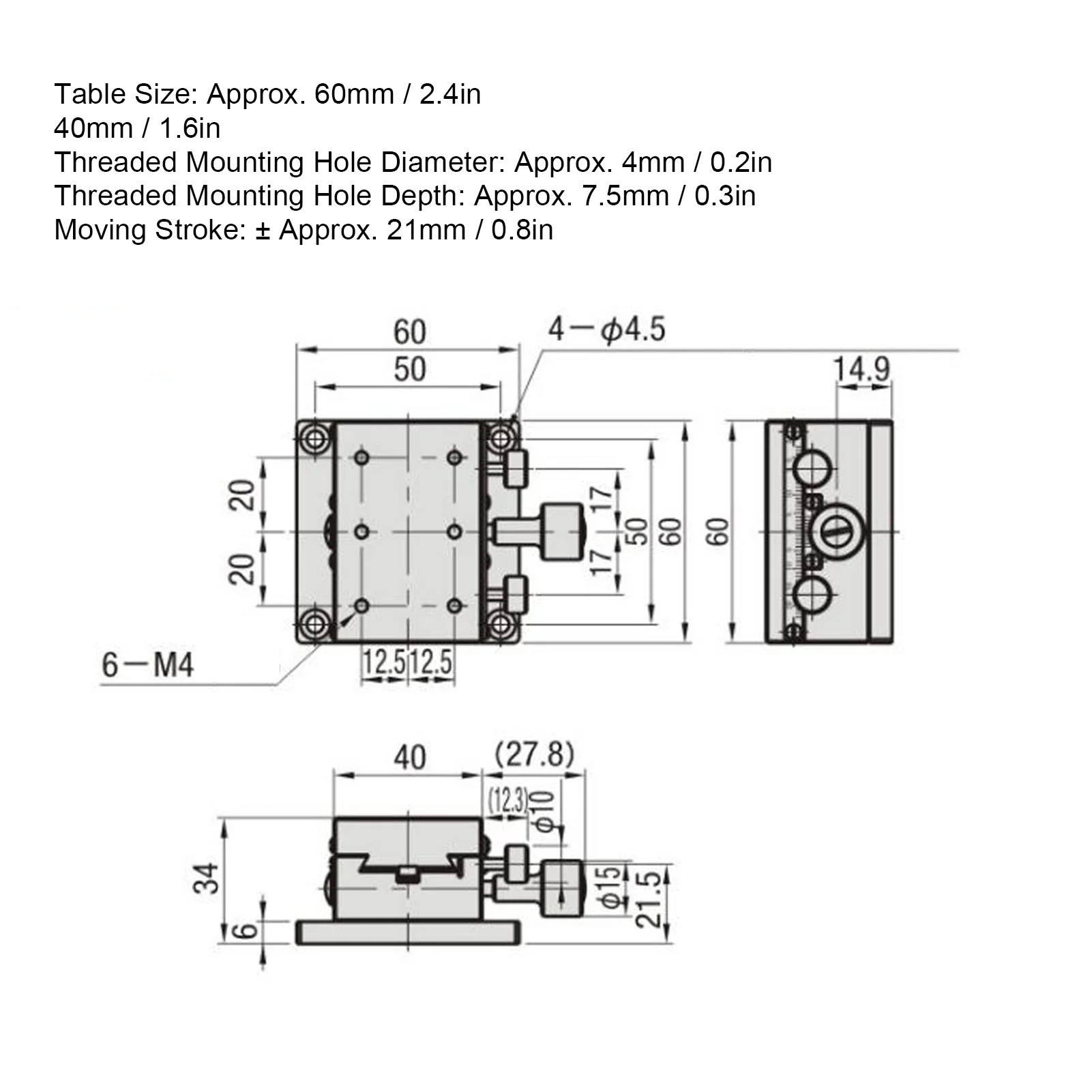X-محور خطي للمسرح تتوافق مع الأخدود اليدوي منصة ضبط دقيقة طاولة منزلقة منصة يدوية HB‐A60 #6