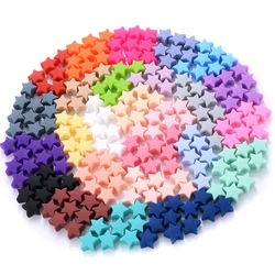 Grânulos de silicone para mordedor do bebê, cinco pontas Star Shape, Chew Chupeta Clip, Cadeia Acessórios, BPA Free, 14mm, 50PCs por lote