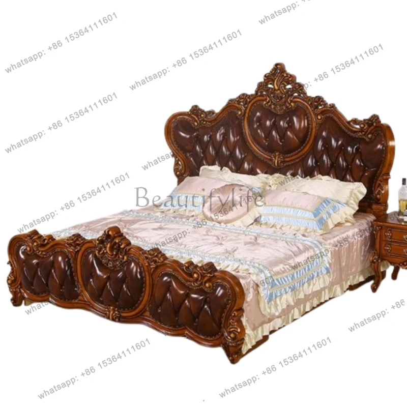 

Кровать в стиле лайт-люкс, дизайнерская, из массива дерева, современная, модная, европейская, двуспальная, для главной спальни, мебель