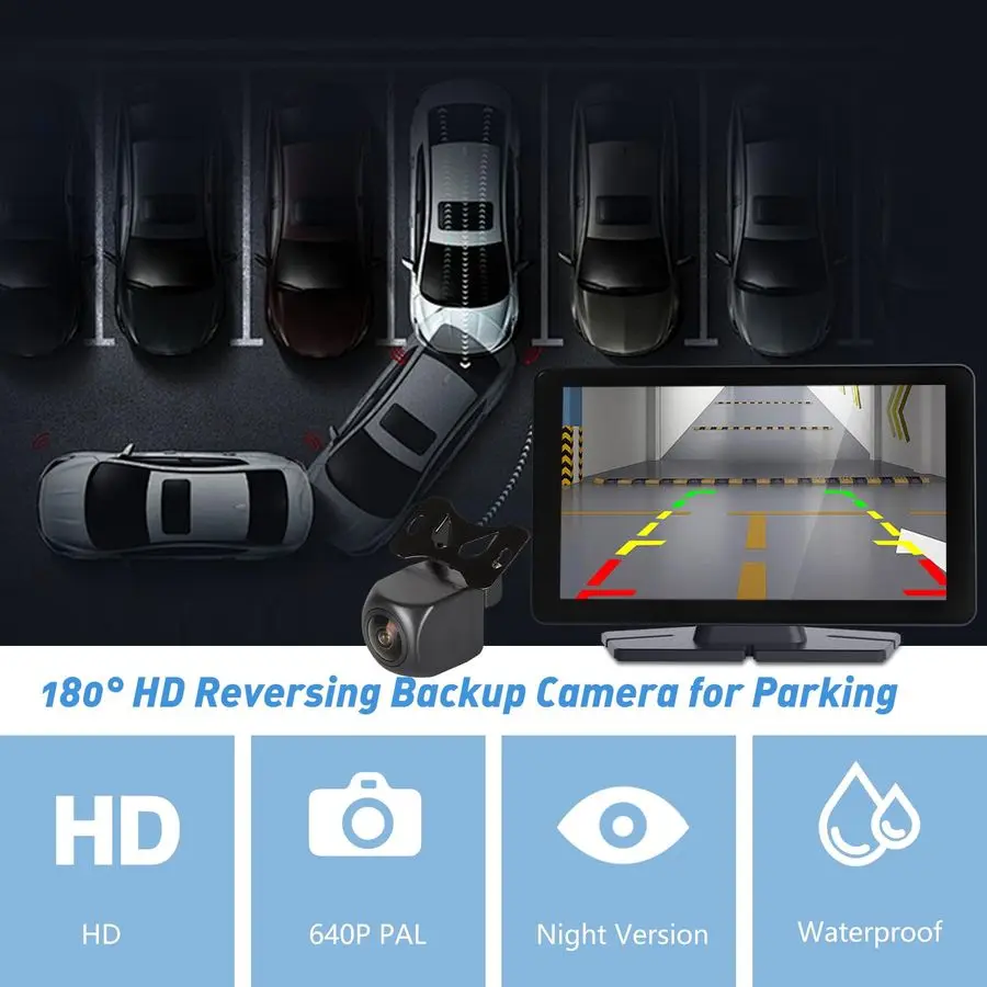 Écran HD Carplay pour voiture, stéréo portable sans fil Apple Android Auto Car Play avec commande vocale, caméra de recul, lien miroir,