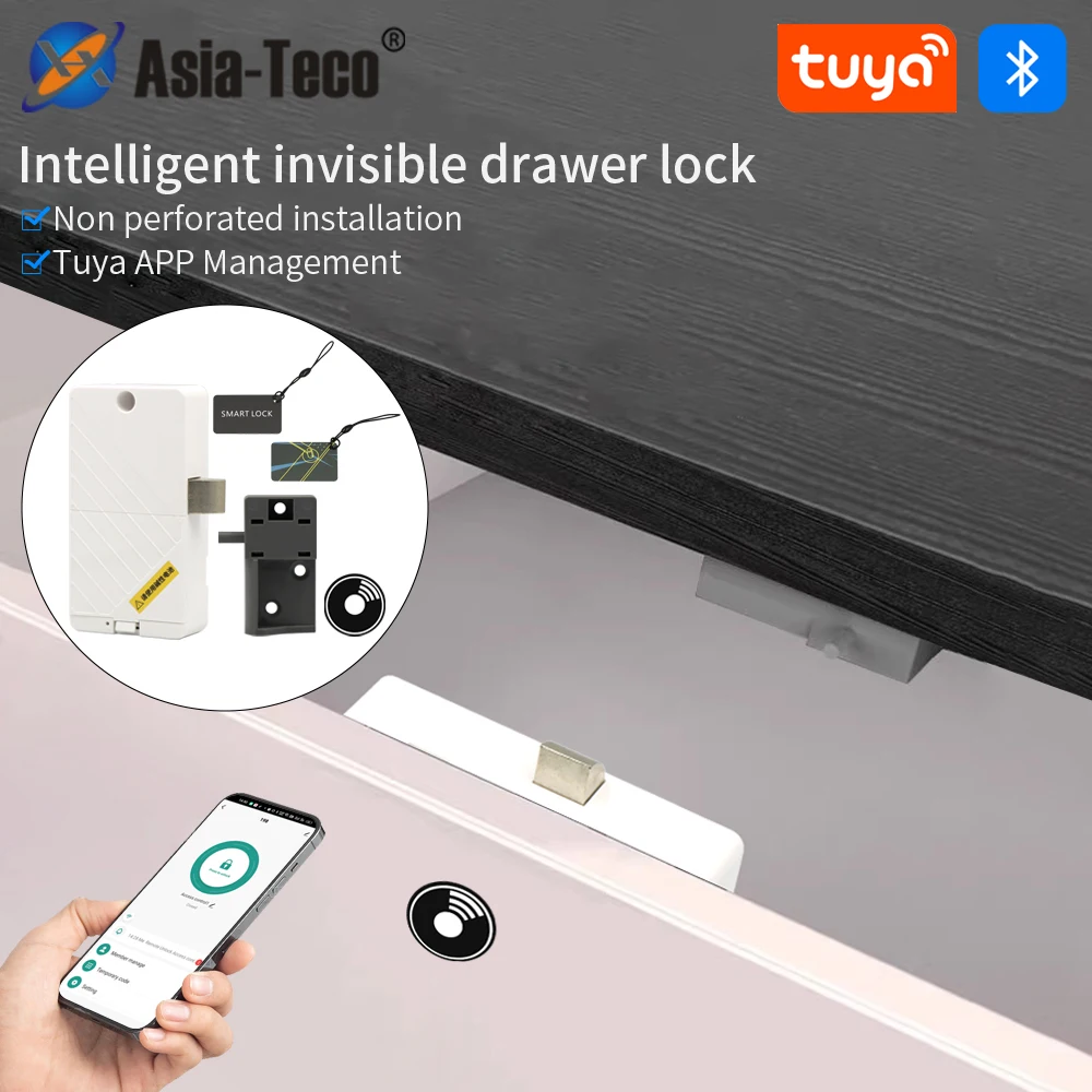 

Датчик IC-карты Tuya, скрытый замок, противоугонный умный замок для ящика, встроенный без ключа, безопасная мебель, невидимый беспроводной дверной замок с приложением