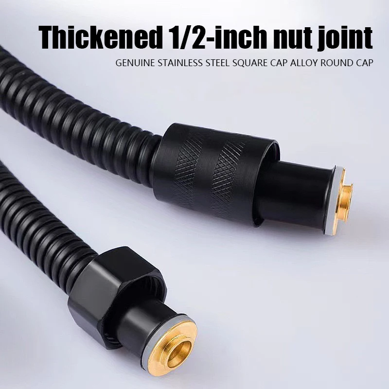 Black stainless steel shower hose, bathroom shower accessories, electroplated hose image 4