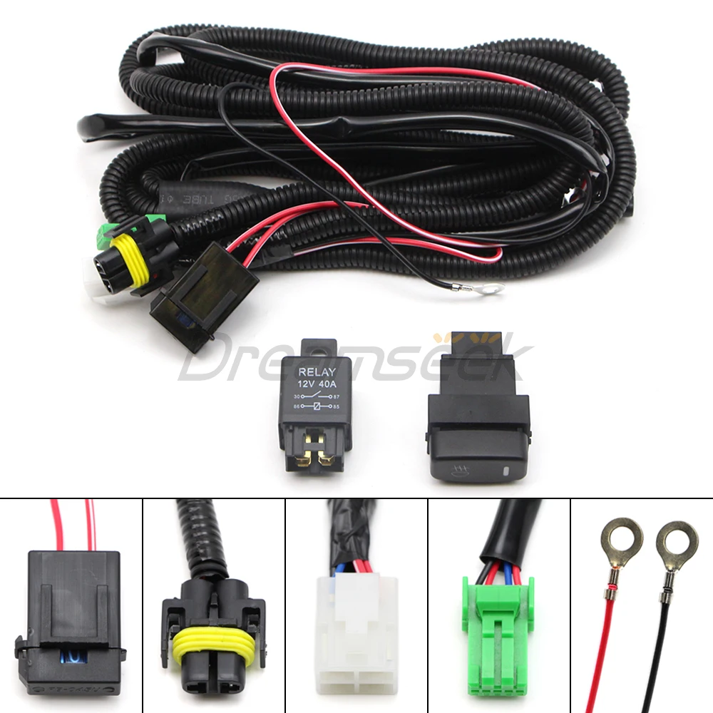 

H8 H11 H9 LED Fog Light Wiring Harness Switch Relay Indicator for Mitsubishi Lancer Outlander Eclipse DRL Wire Connector Socket