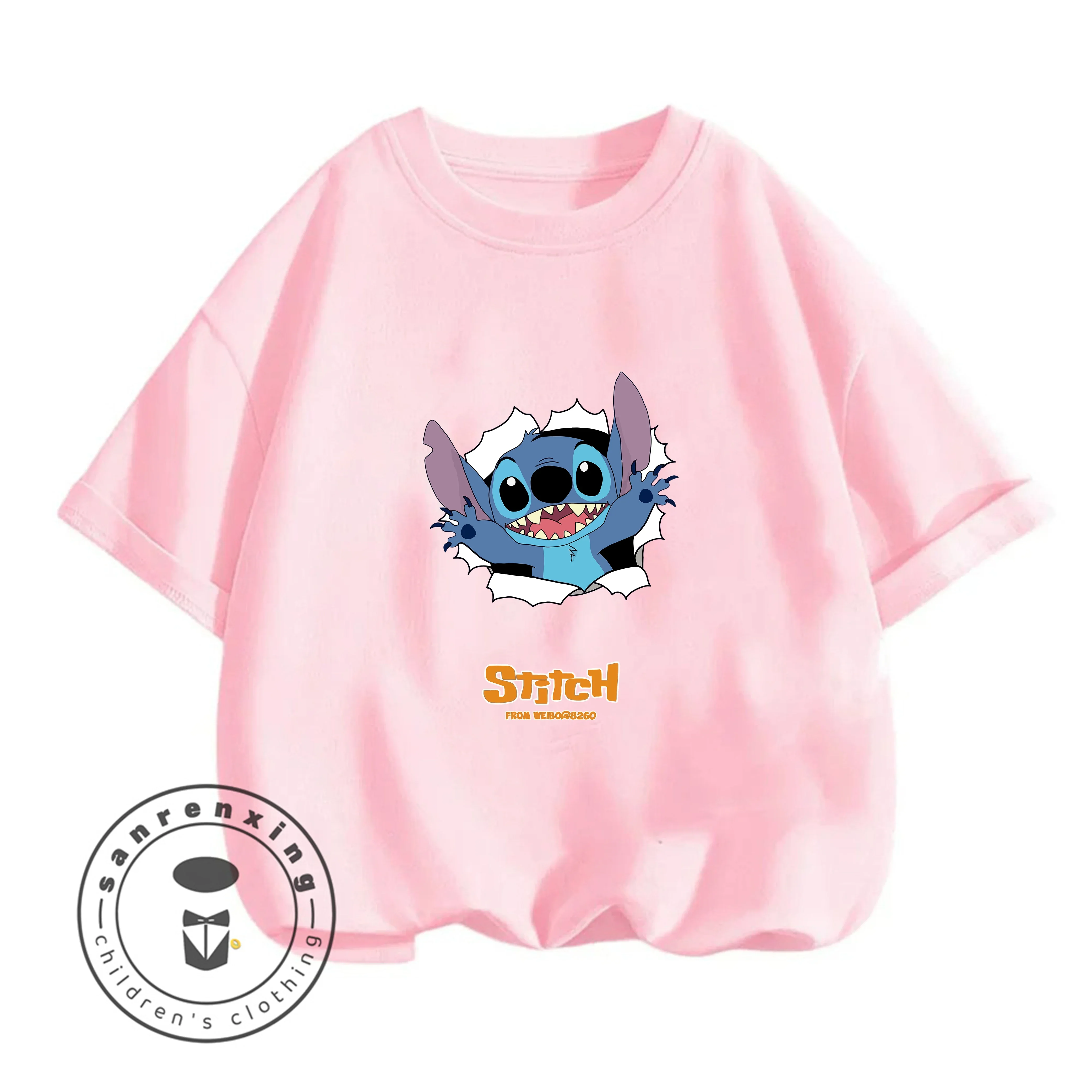

Футболка с 2D-графикой Stitch Kawaii 2026, летняя, с коротким рукавом, для мальчиков, хит продаж, повседневный топ, для детей и подростков, мультяшная, новая