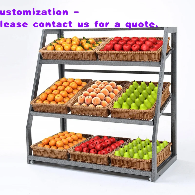 custom.Heavy Duty Supermarket Shelves Metal Display Rack Promotion Table Stacking Racks Store Shelves Fruit and Vegetables Rack