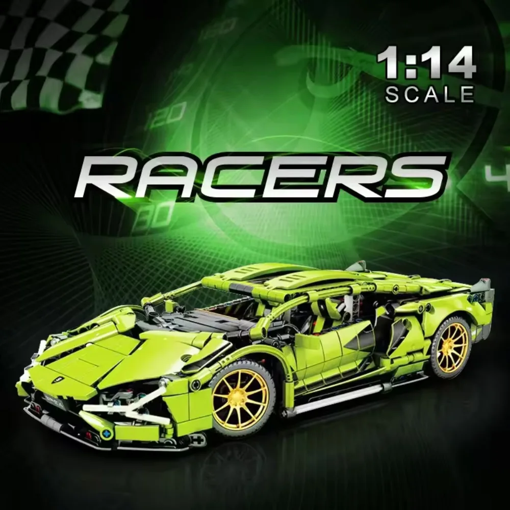 

Высокотехнологичная модель MOC Super FP37: гоночный автомобиль Lamborghini, статичный конструктор, кирпичики, игрушка для мальчиков, подарок, головоломка, 1280 деталей