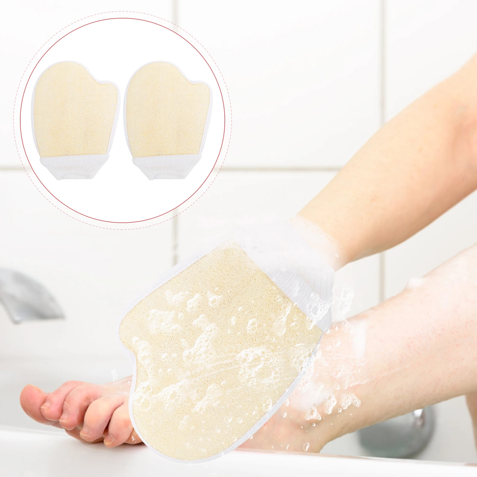 

2Pcs Premium Exfoliating Loofah Gloves for Body Shower Scrub Bathing Tool Gentle on Skin for Legs Arms Chest Use