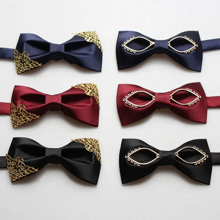 Men's formal suit business office flat bow groom festival annual meeting wedding red black navy blue bow