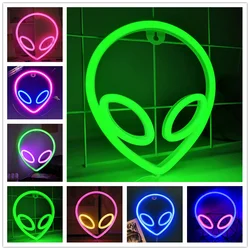 Green Alien LED Neon Night Lights Art Sign Game Room Hip Hop Party Bar Bedroom Decoration Christmas Gift Wall Hanging Neon Sign