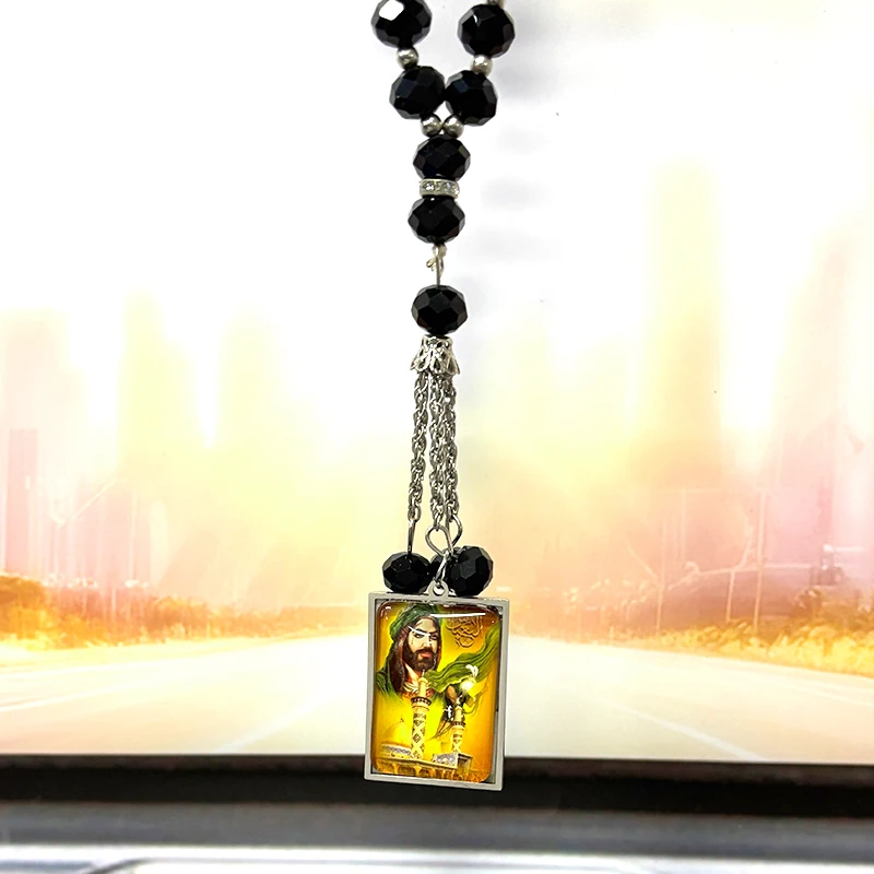 الإسلام النبي محمد مسلم الزجاج وسام الفولاذ المقاوم للصدأ سيارة قلادة للنساء الرجال الذهب اللون العربية تميمة سلسلة مجوهرات هدية #2