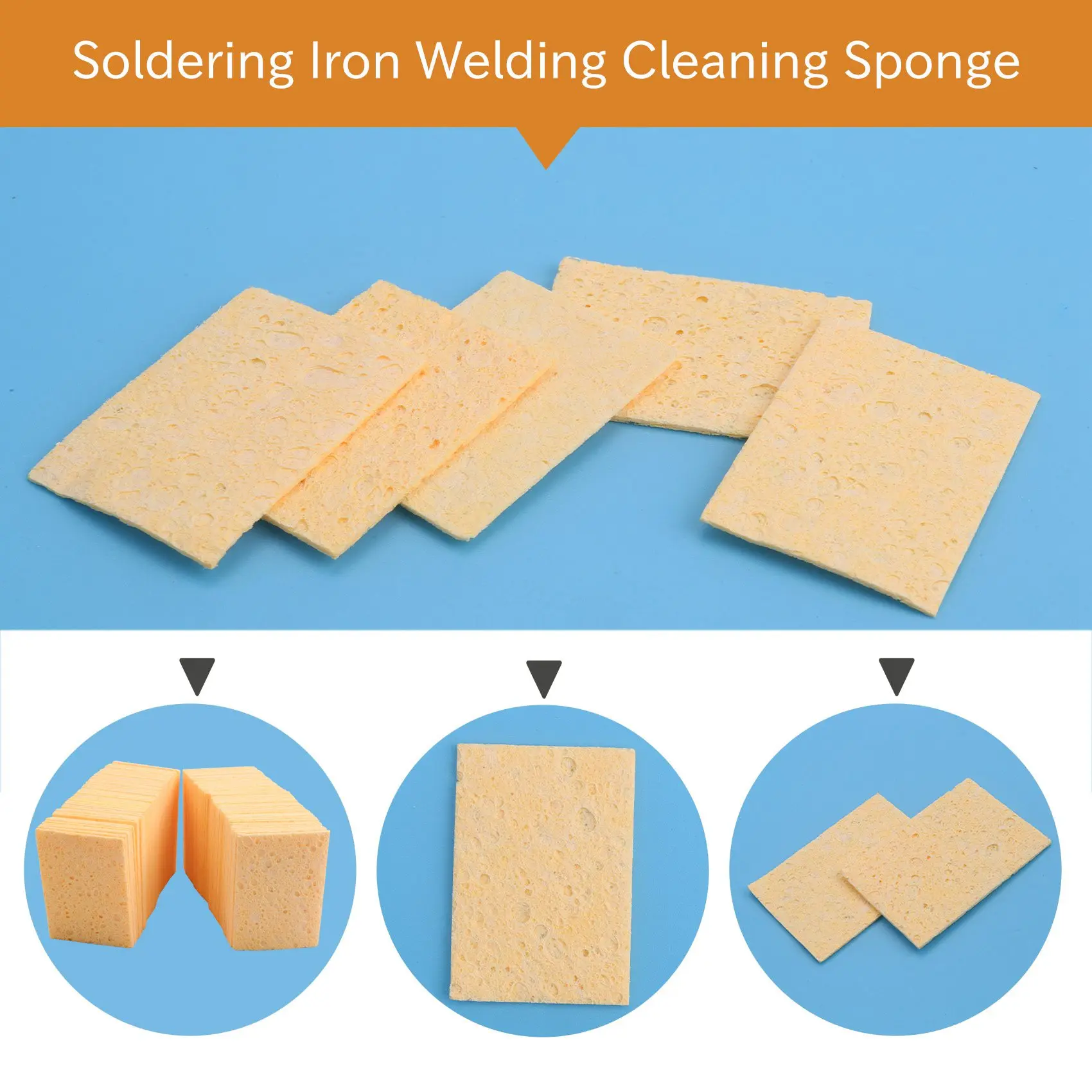 100Pcs Soldering Iron Solder Tip Welding Cleaning Sponge Soldering Iron Sponge Pad Replacement Sponges Cleaning Pads