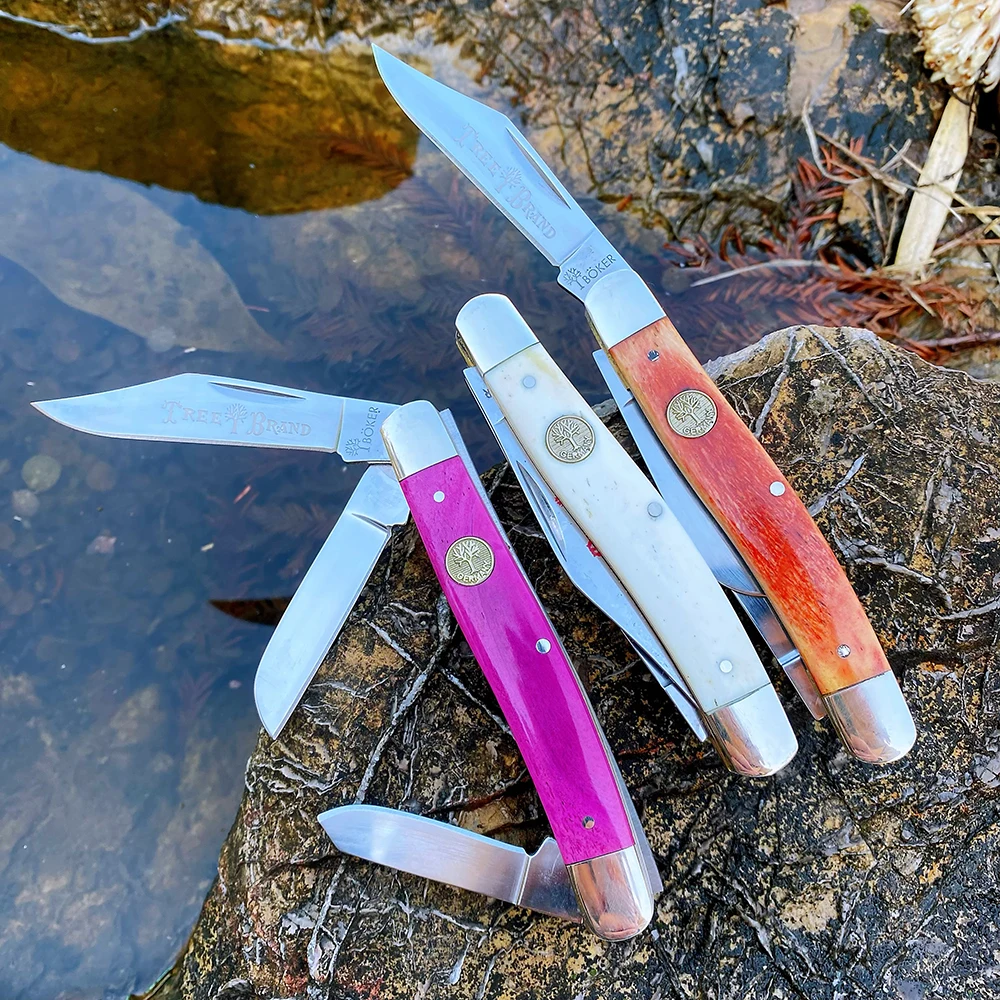 Watchman Trapper Knives Pocket Three Blades Slip Joint Folding Knife Classic Bone Grips Mirror Finish