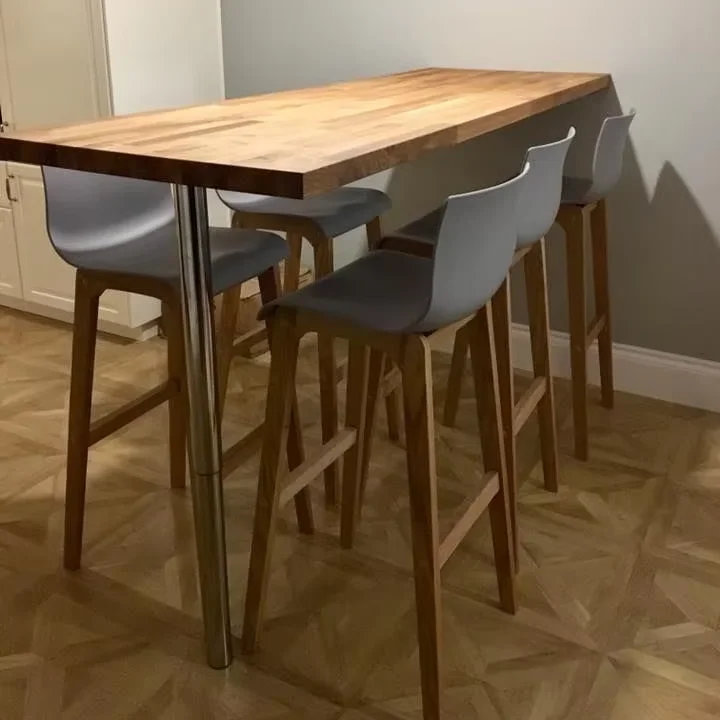 

Cheap Price Famous Dining Commercial Furniture Best Quality Wood Top With Metal Legs Kitchen Restaurant Wooden High Bar Table