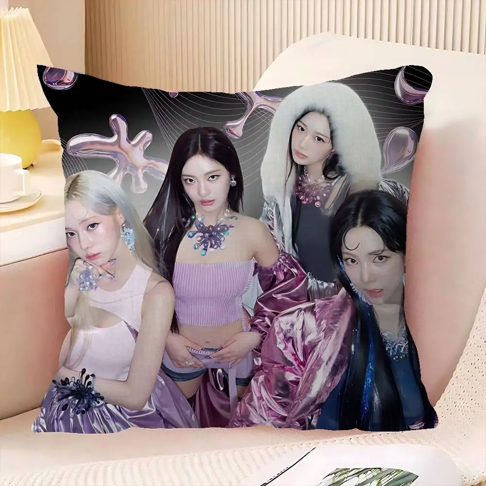 Singer Pop Kpop A-Aespaes Band Pillow Gift Home Office Decoration Bedroom Sofa Car Cushion Cover case 45x45