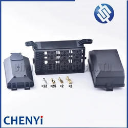12-Slot Relay Box 6 Relays Fuses Holder Block with 41 pcs Metallic Pins Universal for Automotive and Marine Use