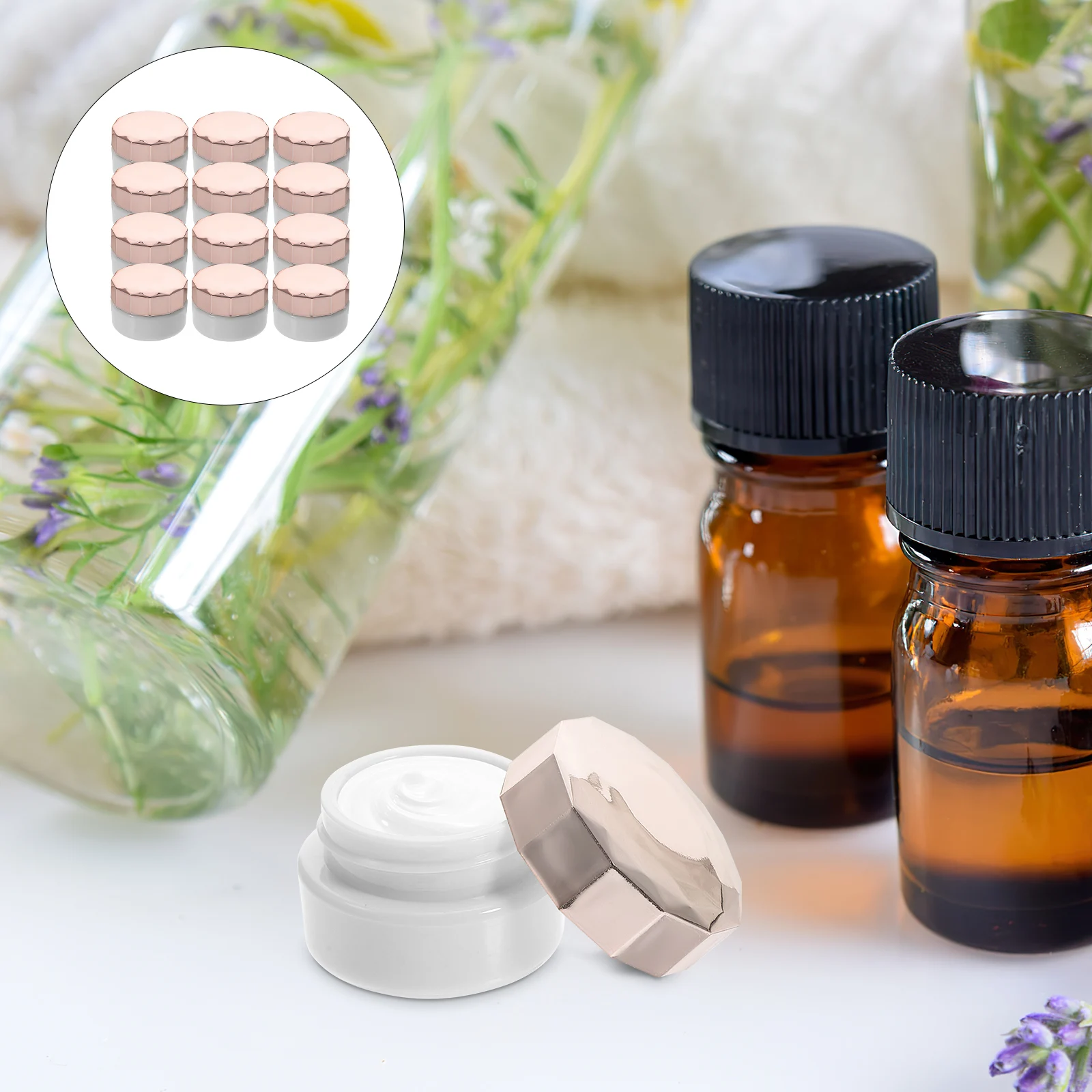 

12 Pcs Face Lotion Packaging Box Jars Filling Refillable Makeup Empty Rose Gold Portable Toiletries Container Travel