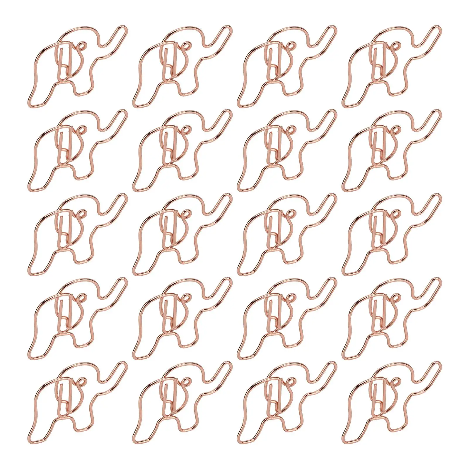 20 قطعة من مشابك الورق الذهبية الوردية على شكل فيل لتنظيم المستندات والتصنيف