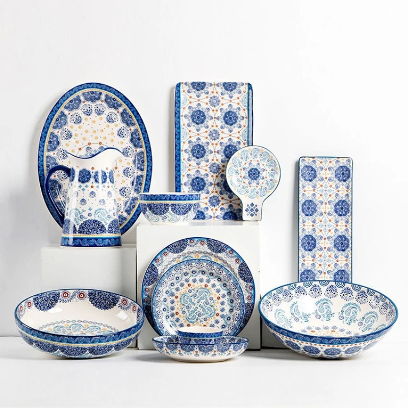 Hxl underglaze ceramic dinnerware - steak & pasta flat plate - for home use